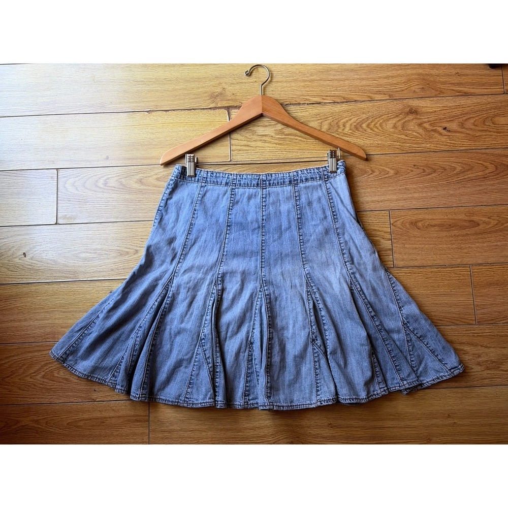 Vtg Y2K GAP Jeans Paneled Denim Circle Skirt Sz 6 Acid Wash Flared Skater 2004